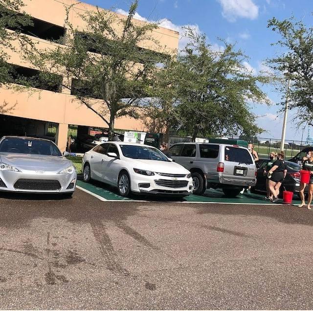 cars at car wash station