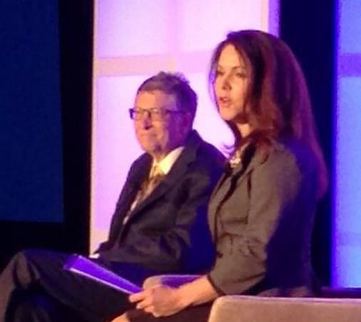 Dr. Annmarie Willette and Bill Gates on stage at event